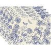 4/6/8Pcs Blue Floral Toile Placemats Premium Linen Table Mat Ideal for Household Dining Space Daily Practical Ornament