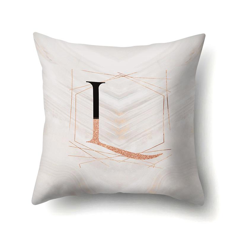 Polyester Pillow Case Black Gold Watercolor Home Furnishing 26 English Letters Printed Waist Cushion Sofa Pillow Case