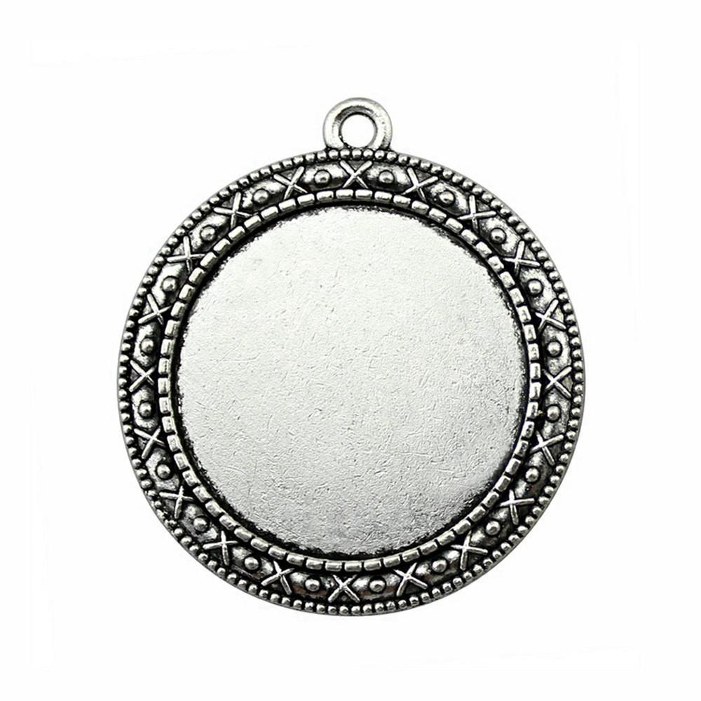 Metal Vintage Owl Pendant Charms Bezel Base Fit 30mm 35mm Flat Frames For Resin Art