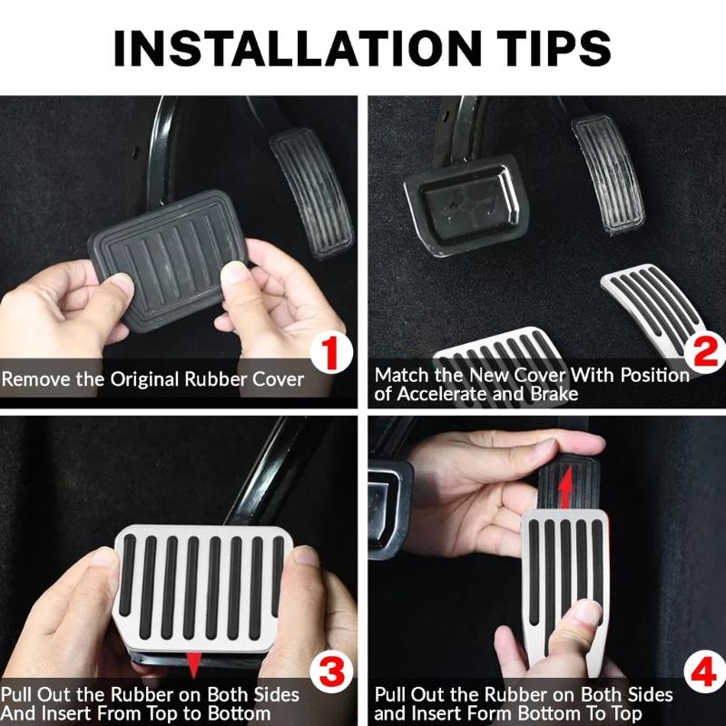 2 Pieces Aluminum Accelerator Pedal Covers Protectors Suitable For Vehicle Easy To Install And Improves Driving Comfort