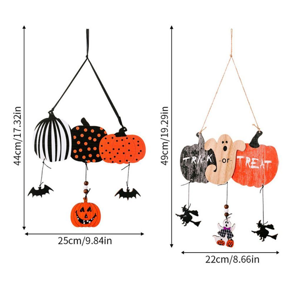 2pcs/set Colorful Halloween Wooden Pendants Pumpkin Bat Ghost Wall Hanging  Ghost Festival