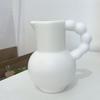 Rustic Vase with Handle Retro Imitation Ceramic Vase Jug Design White Decorative Plastic Vase Hydroponic Planter for Farmhouse Home Decoration