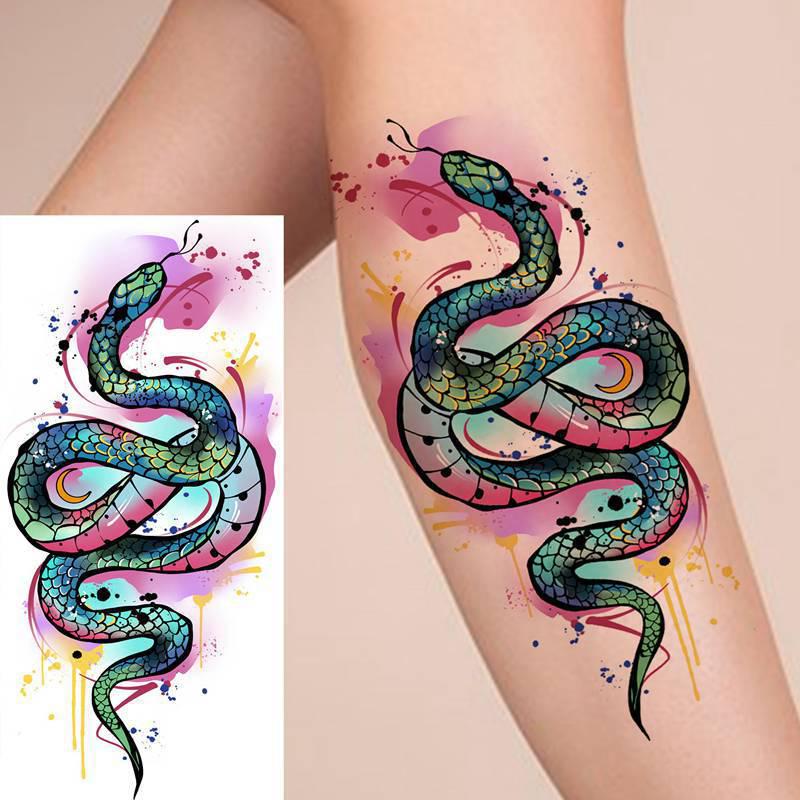 Kreativer Schlangen- & Skorpionblumen-Tattoo-Aufkleber - Temporäres Armdesign