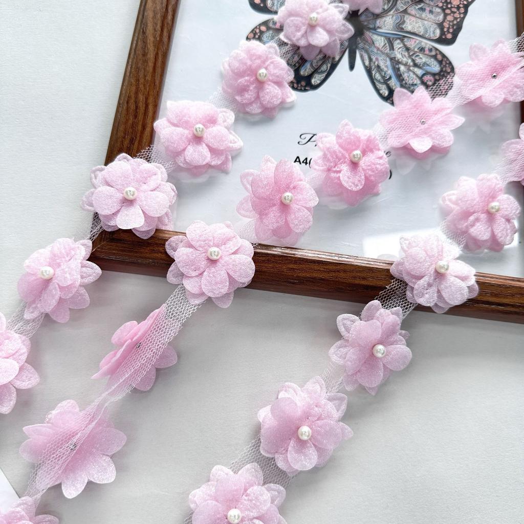 Eugen Yarn Embroidery Double-Layer Flower Three-Dimensional Handmade Bead Cloth Sticker Diy Clothing Wedding Lace Accessories