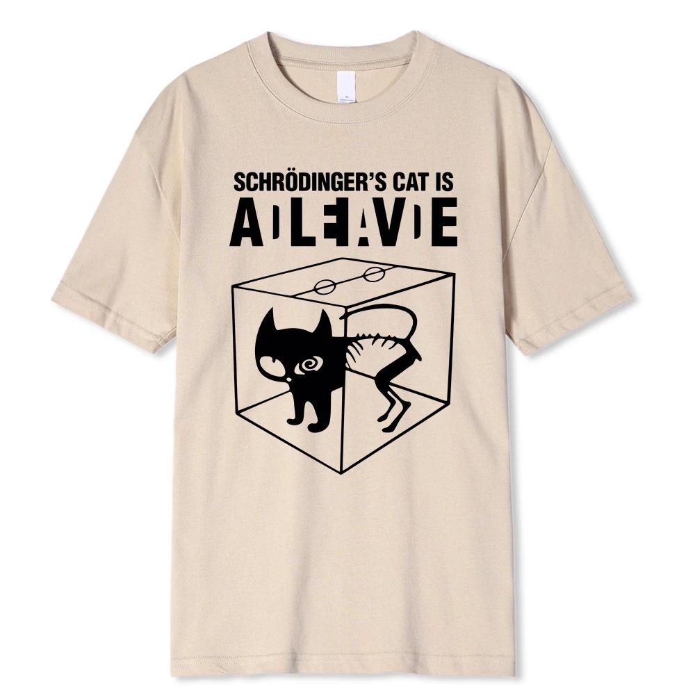 Fashion Top Quality Men's T-shirt 100% cotton Schrodinger Cat Print short sleeve men's T-shirt casual big bang
