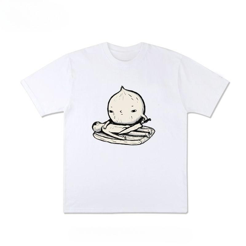 

2025 Чеснок Американская Ретро Футболка с Коротким Рукавом, Новый Стиль Стильный Ins Мужской Свободный Топ с Принтом 4XL