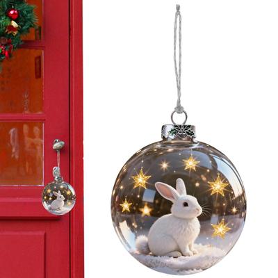 Kerstbal met dierenmotieven, 3D transparante kerstbal, kerstdecoratie, ophangbaar kerstboomornament
