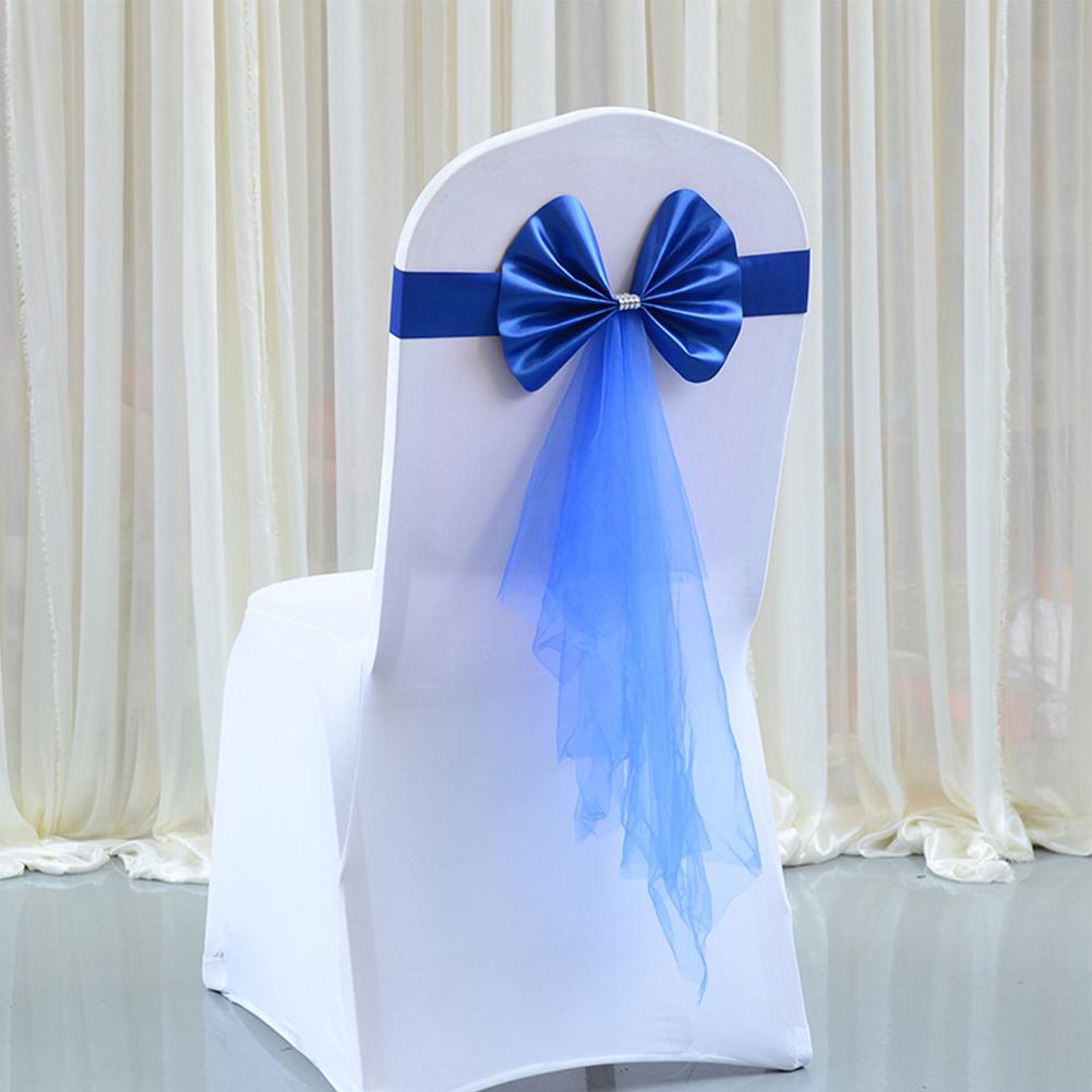 10Pcs Organza Chair Sashes Knot Bands Chair Bows For For Wedding Party Banquet Event Country Wedding Chair Decoration