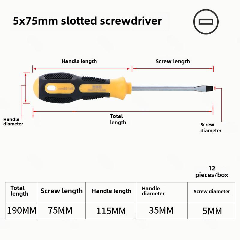 Industrial Grade Cross Flat Head Screwdriver Tool with Strong Magnetic Tip and Non-Slip Handle.