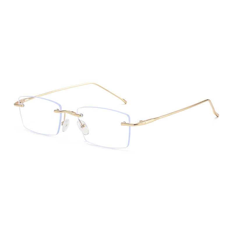 Retro Rimless Glasses Myopia Versatile Vintage Elegant Anti-Blue Light Flat Optical Unisex Ultra Light Stylish Eyeglass Frame
