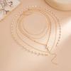 IngeSight.Z 5Pcs/Set Vintage Gold Color Cross Pendant Necklace Trend Imitation Pearl Rhinestone Choker Neck Accessory Jewelry