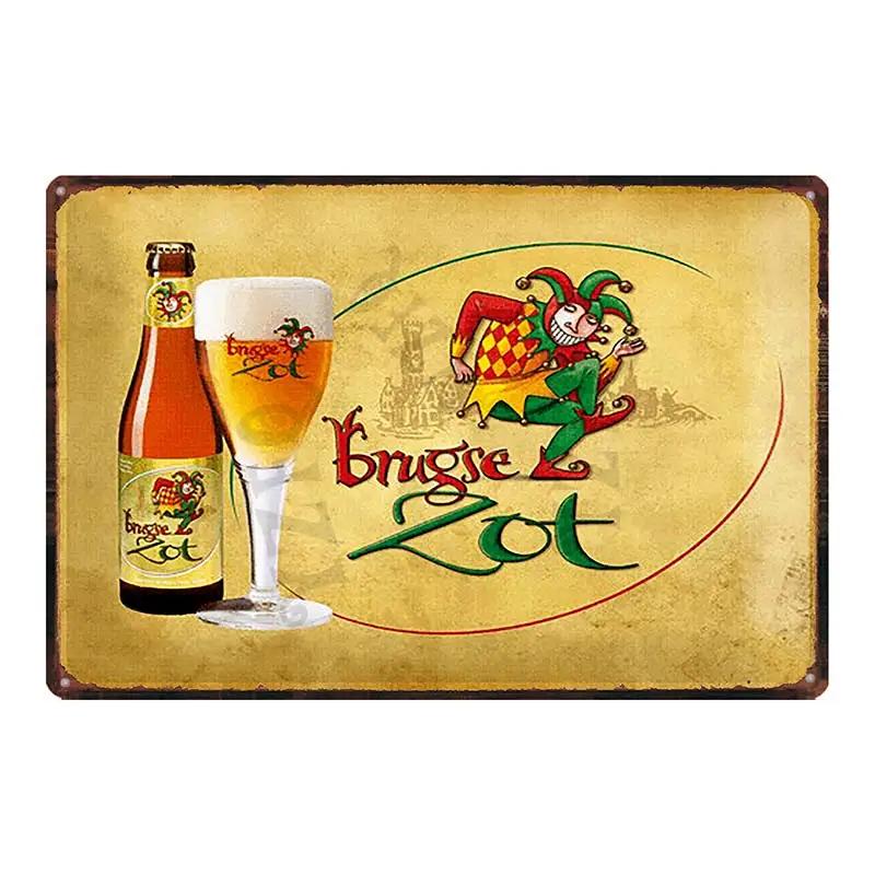 Birra Belga VintageBrugse Zot La Trappe Segno Metallico Lattina Targhe Per Muro Bar Pub Arte Cucina Caffè Decorazioni Casa 30X20CM DU-8282A