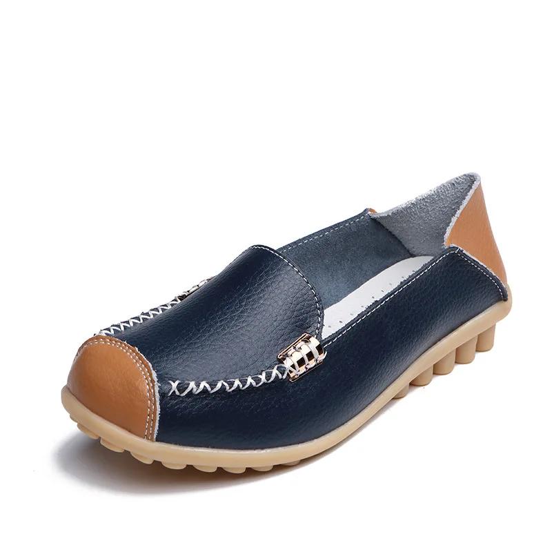 Women Shoes 2024 New Spring Summer Leather Waterproof Non-slip Cowhide Soft Sole Casual Loafers Mom Shoes Women Sneakers
