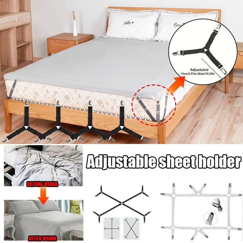 12 Clips Adjustable Elastic Bed Sheet Holder Non-Slip Mattress Grippers Black/White