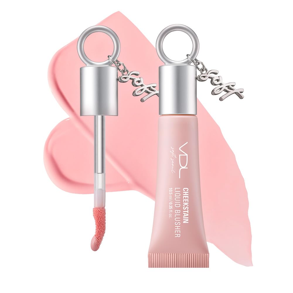 VDL Cheek Stain Liquid Blusher 01 Peach Lychee Liquid Adds a Healthy Coral Korean Blush, Glow, Pink, Cosmetics, 10.5ml