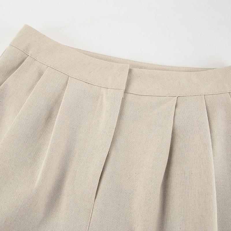 Women's Cotton and Hemp Fabric Set Commuting 2-piece Set V-neck Vest+Loose Wide Leg Pants New Fashion Spring Summer