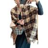 Winter love plaid scarf women's versatile imitation cashmere warm fringed shawl thickened scarf