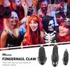 10 Pcs Vintage Rhinestone Cat Claw Long Fake Nails Gothic Zinc Alloy Finger Claw Nail Ring Halloween Party Nail Tools