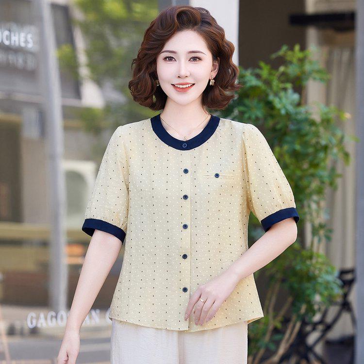 Women s Plus Size Polka Dot Short Sleeve T-Shirt - Casual Top for Middle-Aged & Elderly 3XL