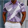 Geometric Pattern Short-Sleeve Polo Shirt for Men, Casual Sporty Style