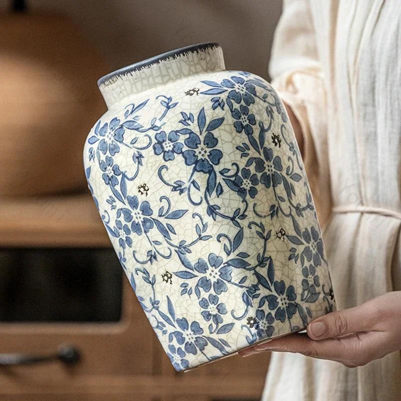 Retro Chinese Style Ceramic Vases Home Living Room Decorations Exquisite Flowers Vase High End Office Flower Arrangement Vase