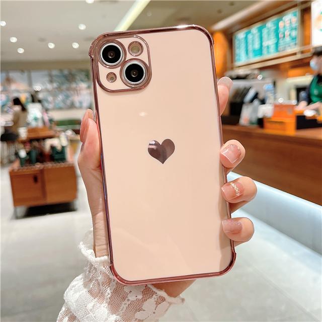 

Роскошный чехол с сердечком для iPhone 14 13 12Mini 11 Pro X XR XS Max 7 8 Plus SE SE, мягкий гальванический бампер For iPhone 13 Mini