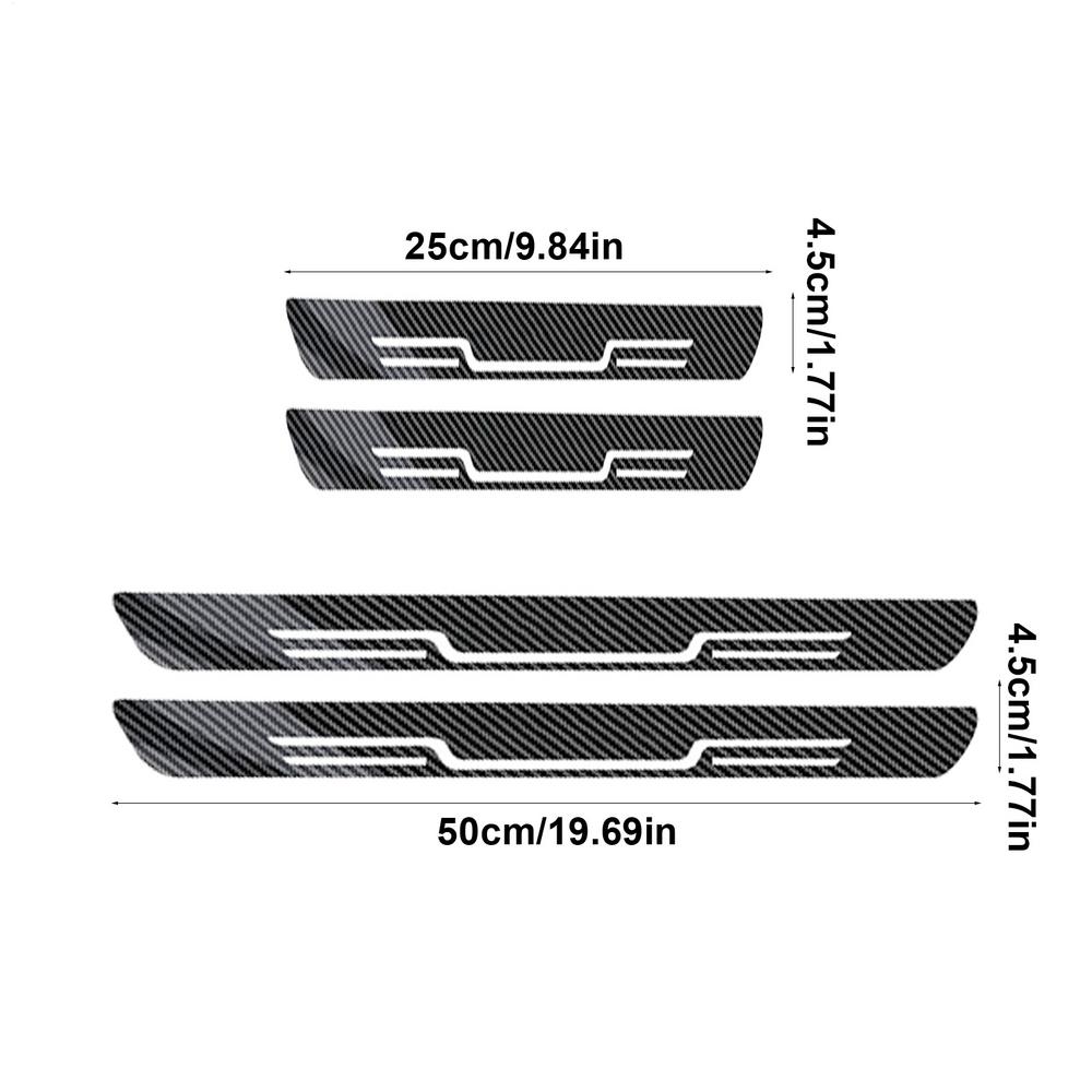 4pcs Universal Carbon Fiber Car Door Sill Protection Strip Stickers Anti-scratch Door Decorative Strips Bumper Film Sticker