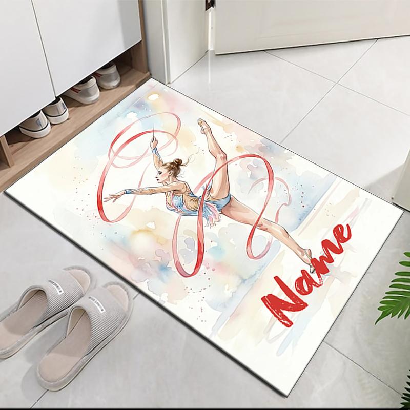 Custom Name gymnastics Printed Carpet, for Office Chair Living Room Bedroom Kitchen Room Decor Gifts.