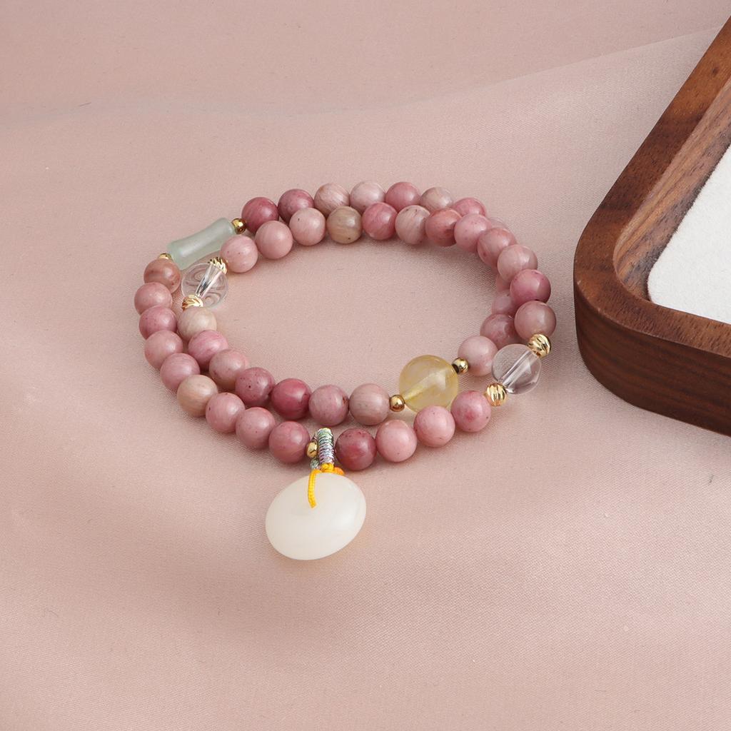 New Chinese bracelet amethyst Myanmar jade sun stone chalcedony safety buckle double circle crystal bracelet versatile bracelet