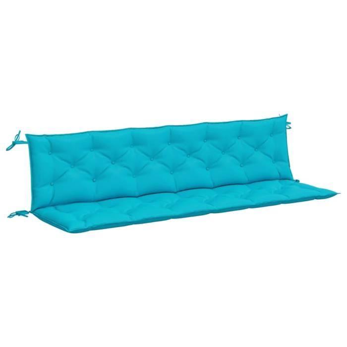 VidaXL Coussins de banc de jardin lot de 2 turquoise 200x50x7 cm tissu 361753