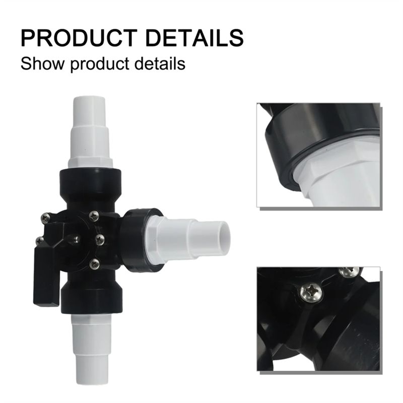 A60Z1.5 Inch 3 Way Clean Connectors Swimming Pool Valve Hose Diverter PVC+ Metal Pipe Replacement Connectionmay