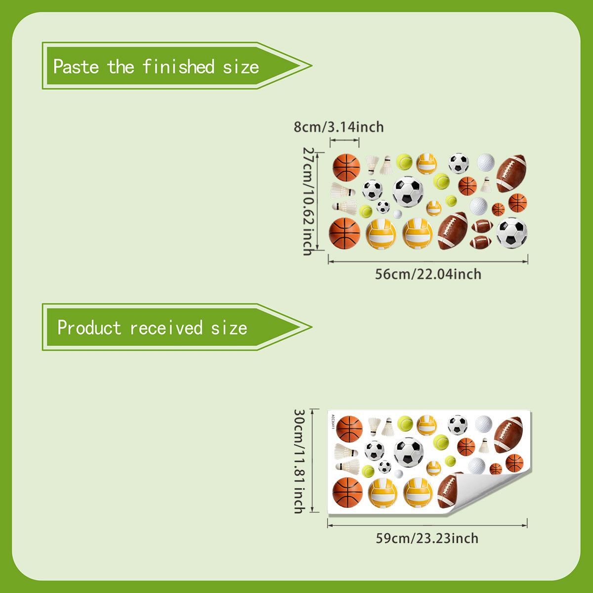 Мультяшные декоративные наклейки на стену со спортивными мячами для детской комнаты - Спальня мальчика