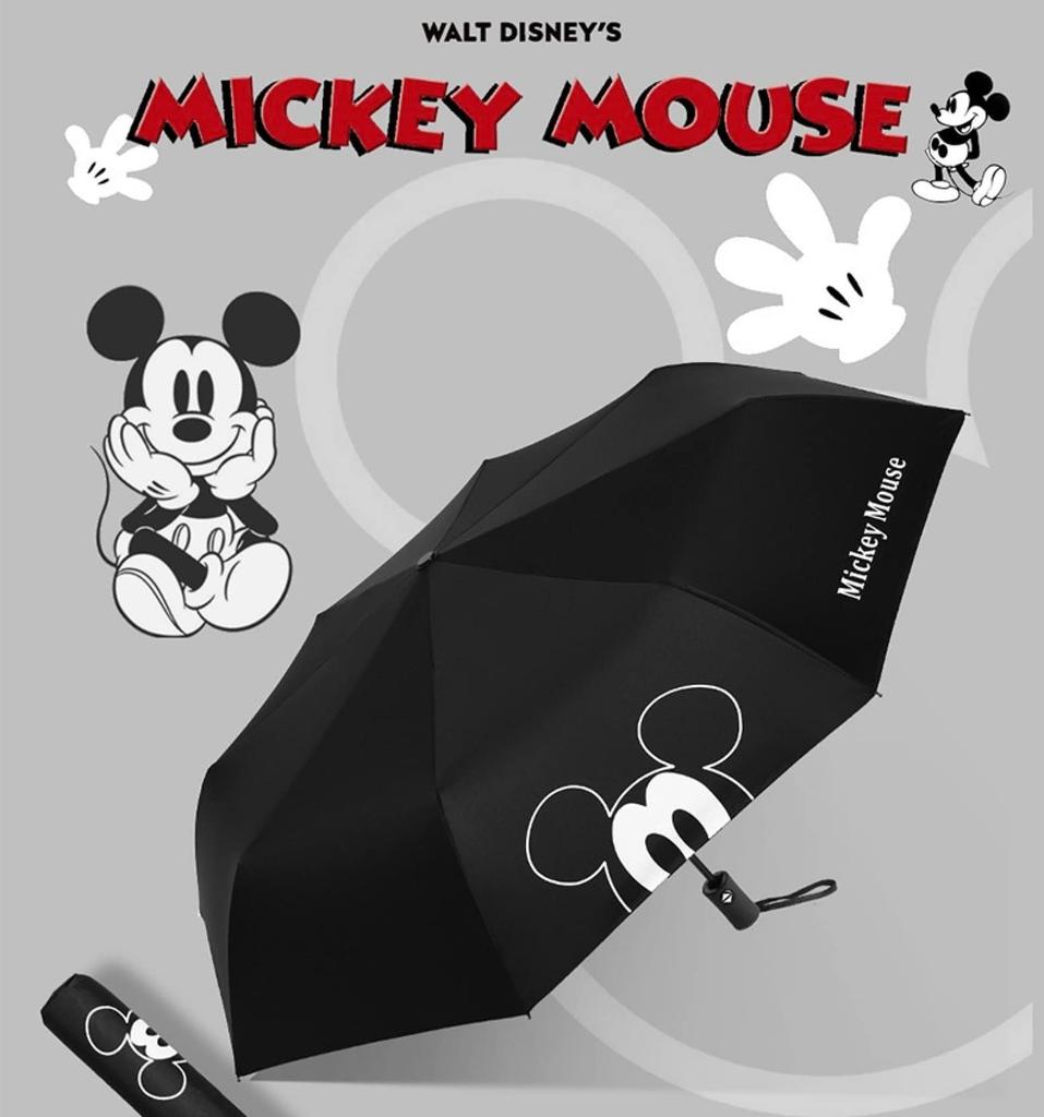Mickey and Minnie Disney Character Folding Umbrella with Automatic UV Suitable for Sun and Includes Storage Perfect Gift Parasol, One-Touch Open/Close