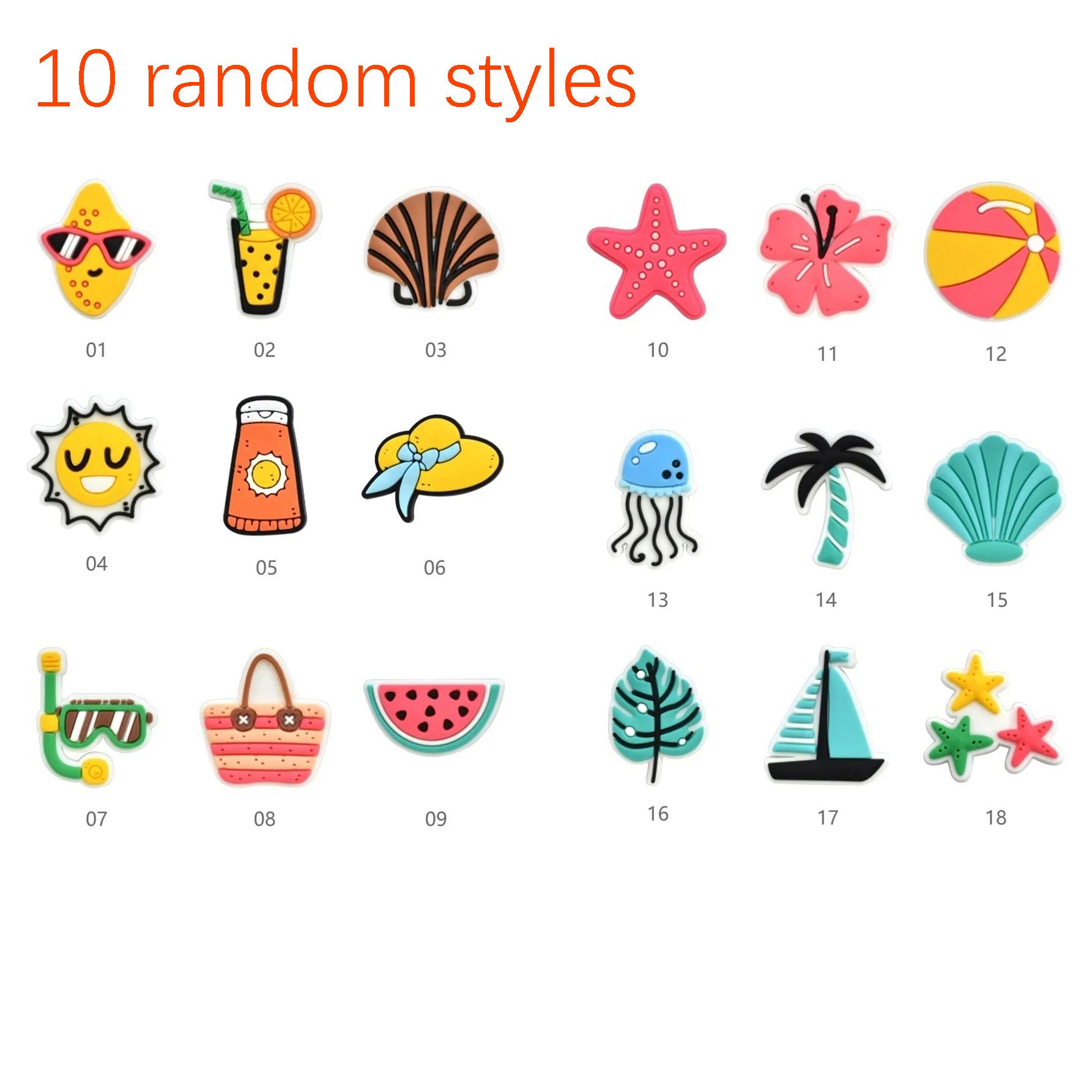 

18 шт. Милые аксессуары для сумок Резиновая летняя декорация Женская пляжная сумка Тоут Сумка-тоут Случайное сочетание Декоративные пряжки Вставка