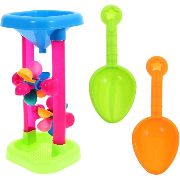 Toyvian Детская песочная мельница Игрушка Текущий песок и водяная мельница Башня Пластиковая игрушка для песка с лопатками для детей Летние уличные дорожные пляжные игрушки