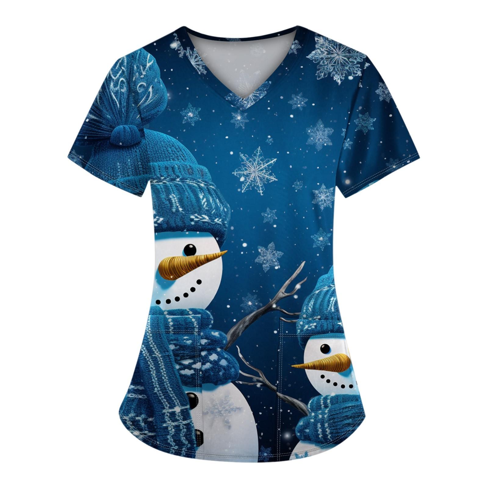 

Жіноча різдвяна робоча уніформа з V-подібним вирізом і кишеньковою захисною уніформою XXXXXL синій