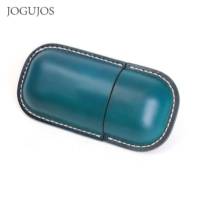 JOGUJOS Genuine Leather Glasses Case Retro Sunglasses Sunglasses Universal Cowhide Glasses Bag Portable Anti-pressure Glasses Case