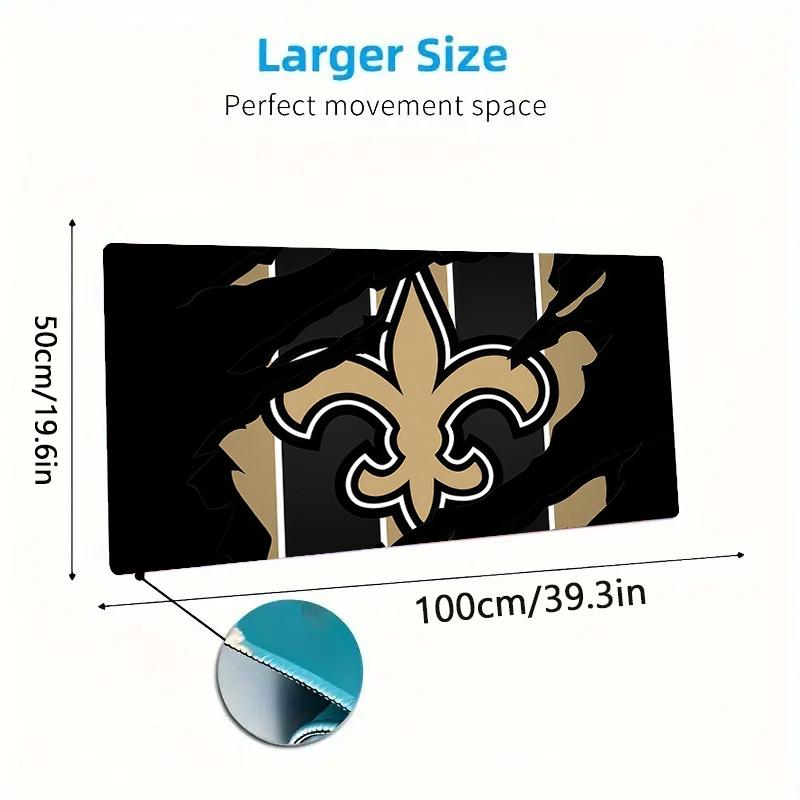 New Orleans Saints2 Druck Kissen Rutschfest Laptop Tablet Großes Mauspadd XXL Matte Mini-PC Spielmatte Mit Verriegeltem Rand