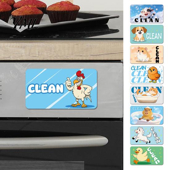 Removable Dishwasher Magnet Cartoon Animal Dirty Clean Magnet, Magnetic Indicator, Double-sided Dish Washing Machine Decoration Kitchen
