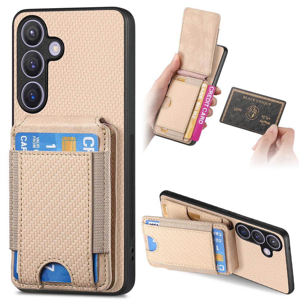 Pouzdro pro Samsung Galaxy S25+ s držákem karet a stojánkem, kožené, zadní kryt