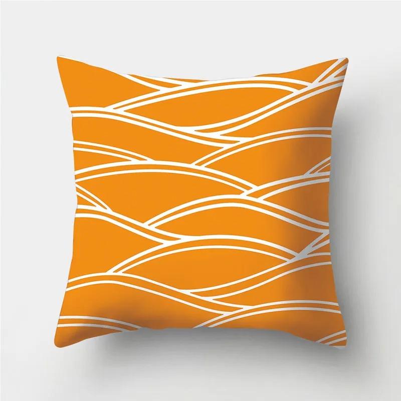Orange Warm Color Irregular Pattern Series Pillowcases Geometric Striped Pillowcases Sofa Car Sofa Living Room Decoration