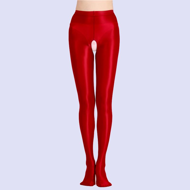 Japanische Satin Damen Feinstrumpfhose Öl Glänzend Glitzer Strumpfhose Glänzend Seidig Glatt Sexy Offener Schritt Leggings Party Club Kleidung