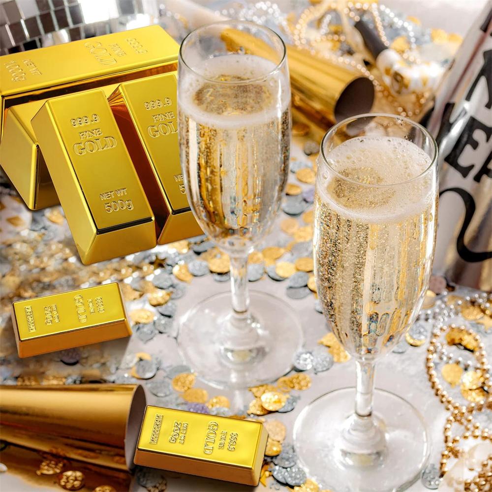 Fake Gold Bar Replica Golden Bullion Glittering Brick Decorative Movie Prop For Stage Decoration Halloween Pirate Party Supplies