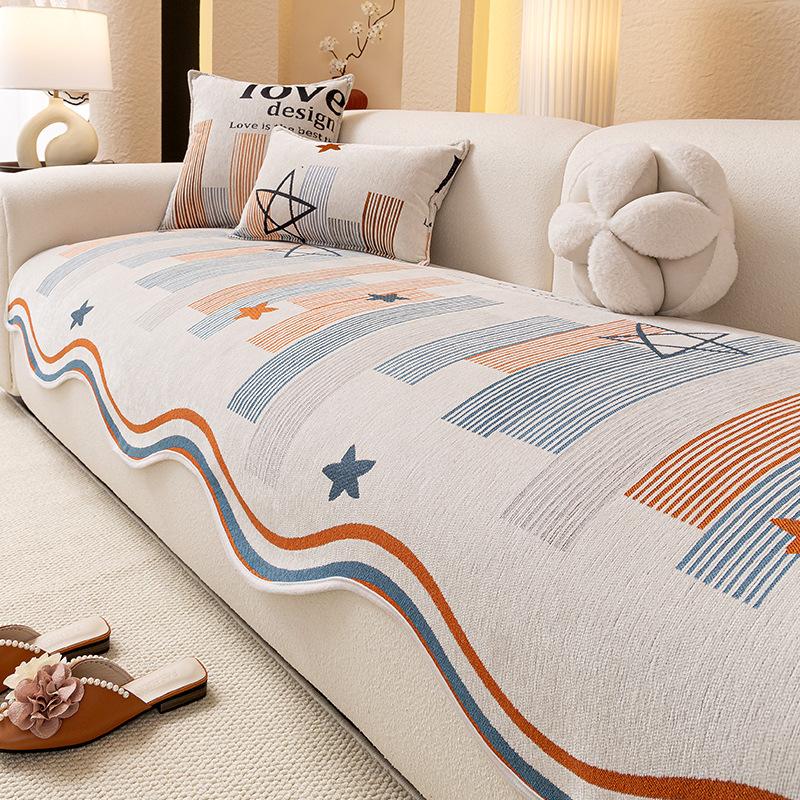 

Подушка для дивана Chenier 2025 всесезонная универсальная новая специальной формы нескользящая подушка для сиденья кремовый ветер цельный чехол-накидка 90*90cm