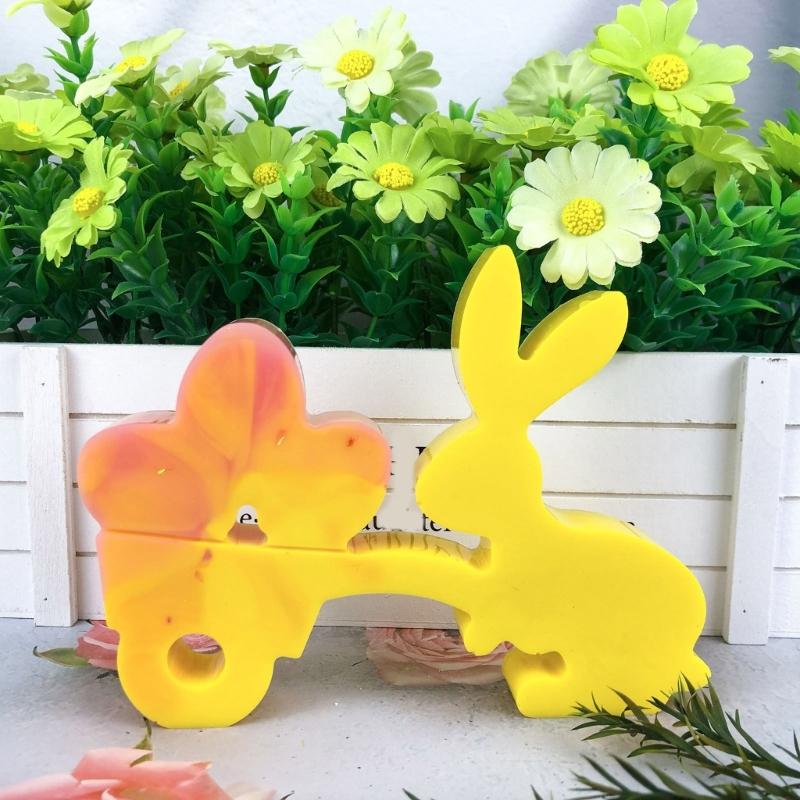 Rabbit And Eggs Ornaments Mould Sturdy Silicone Rabbit Eggs Decoration Mold For Repeated Use In Ornament Crafts