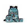 One Eyed Monster Print Three Piece Rucksacks Set for Boys Plus Girls Best Gifts 2D Flat Animated School Carrier for Children
