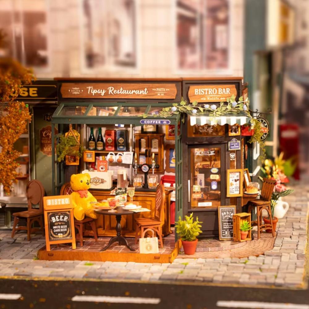 

25СМ Robotime Rolife Пекарня Бекки 3D Пазл DIY Миниатюрный Кукольный домик Набор Удивительный подарок для детей DG161