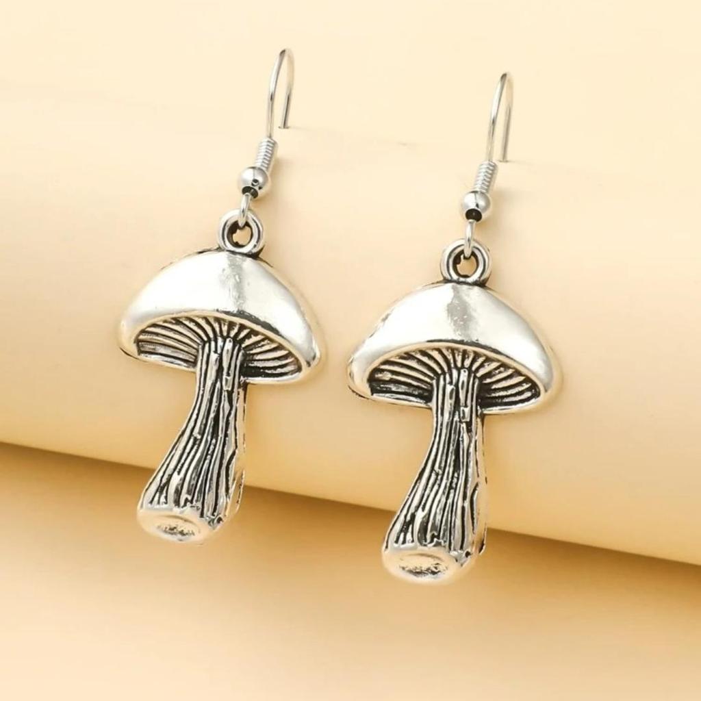 1 Pair Vintage Mushroom Drop Earrings Vegetarian Lover Jewelry for Women