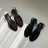 Sheepskin Summer New Niche Woven Roman Shoes One-word Buckle Flat Bottom Fishing Net Bag Head Sandals Women Wear Half Slippers
