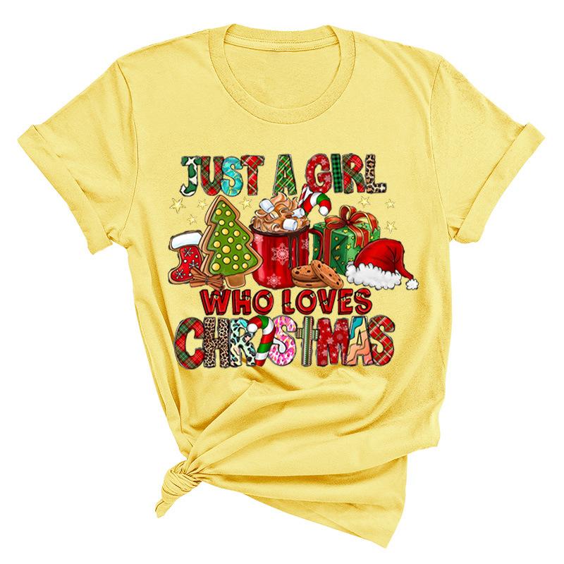 Christmas Printed Fashionable Women's T-shirt Christmas Trend Pure Cotton Casual Sportswear T-Shirts Women’s